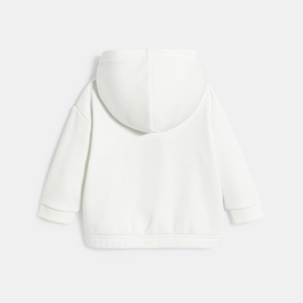 سويتشيرت بغطاء رأس مبطن بقماش الشيربا مطرز عليه صورة دب للفتيات الرضع